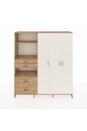 Hyperion Dolap 12 Raflı 4 Çekmeceli Tek Askılı 220x44x243 Çam-Aytaşı/Çam