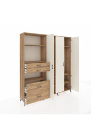 Hyperion Dolap 12 Raflı 4 Çekmeceli Tek Askılı 220x44x243 Çam-Aytaşı/Çam