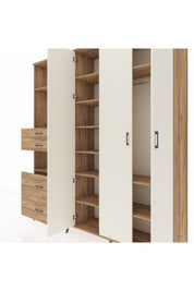 Hyperion Dolap 12 Raflı 4 Çekmeceli Tek Askılı 220x44x243 Çam-Aytaşı/Çam