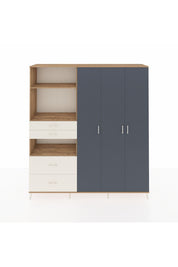 Hyperion Dolap 12 Raflı 4 Çekmeceli Tek Askılı 220x44x243 Çam-Antrasit/Aytaşı