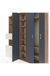 Hyperion Dolap 12 Raflı 4 Çekmeceli Tek Askılı 220x44x243 Çam-Antrasit/Aytaşı