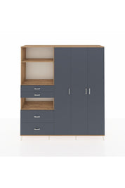 Hyperion Gardrop 12 Raflı 4 Çekmeceli Tek Askılı 220x44x243 Çam-Antrasit/Antrasit