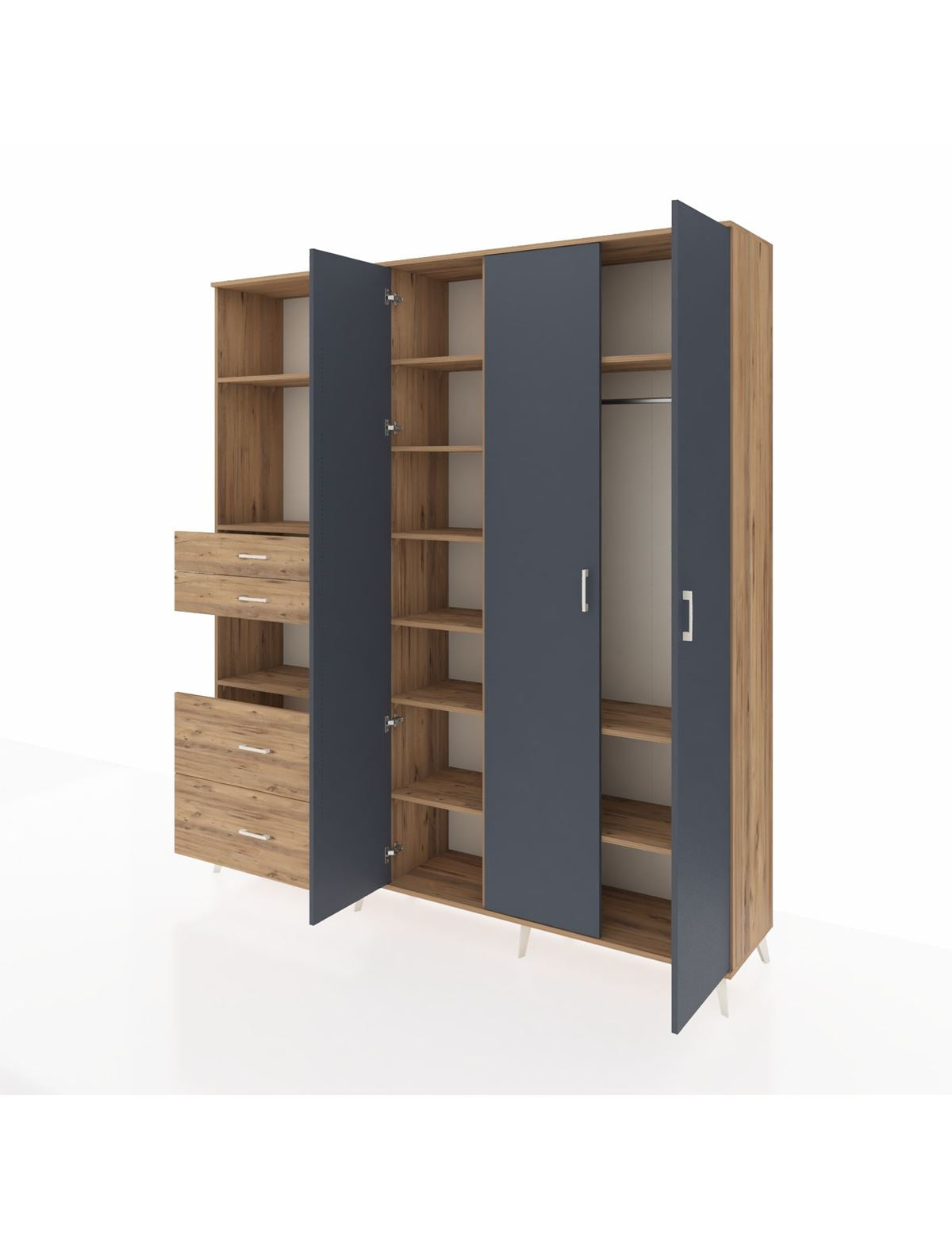 Hyperion Dolap 12 Raflı 4 Çekmeceli Tek Askılı 220x44x243 - S553M073V27B