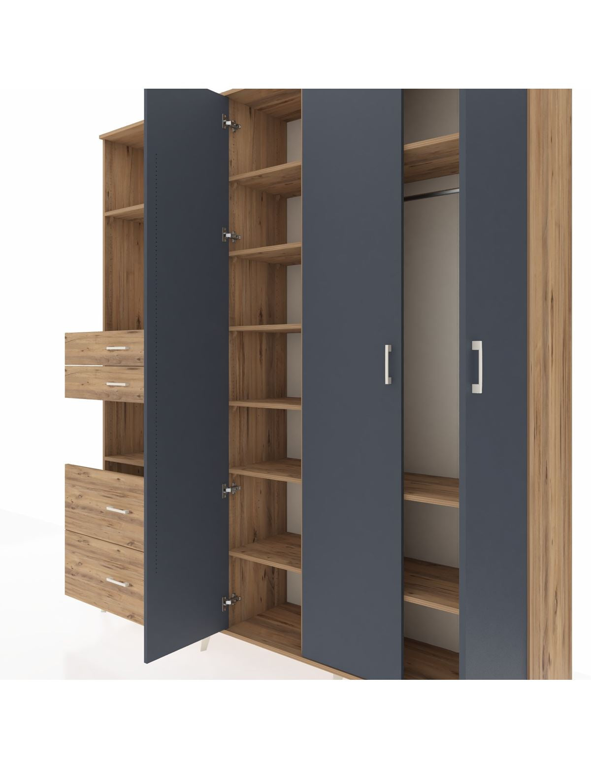 Hyperion Dolap 12 Raflı 4 Çekmeceli Tek Askılı 220x44x243 - S553M073V27B