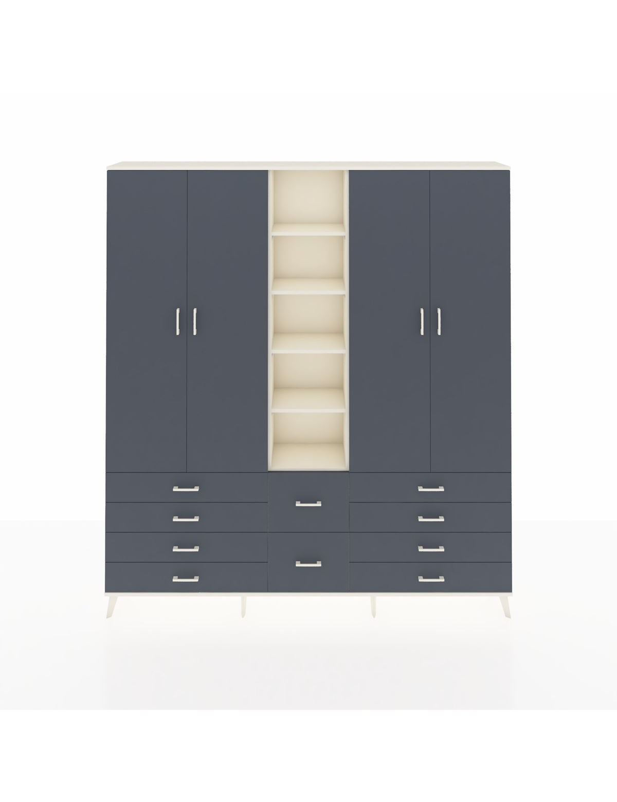 Arges Gardrop 9 Raflı 10 Çekmeceli 2 Askılı 220x30x243 Aytaşı-Antrasit