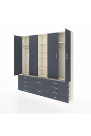 Arges Gardrop 9 Raflı 10 Çekmeceli 2 Askılı 220x30x243 Aytaşı-Antrasit