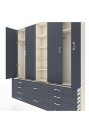 Arges Gardrop 9 Raflı 10 Çekmeceli 2 Askılı 220x30x243 Aytaşı-Antrasit