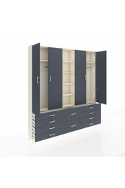 Arges Gardrop 9 Raflı 10 Çekmeceli 2 Askılı 220x30x243 Aytaşı-Antrasit