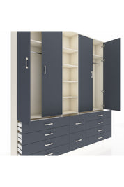 Arges Gardrop 9 Raflı 10 Çekmeceli 2 Askılı 220x30x243 Aytaşı-Antrasit