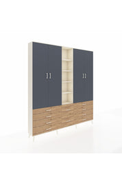 Arges Dolap 9 Raflı 10 Çekmeceli 2 Askılı 220x30x243 Aytaşı-Antrasit/Çam