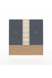 Arges Dolap 9 Raflı 10 Çekmeceli 2 Askılı 220x30x243 Aytaşı-Antrasit/Çam