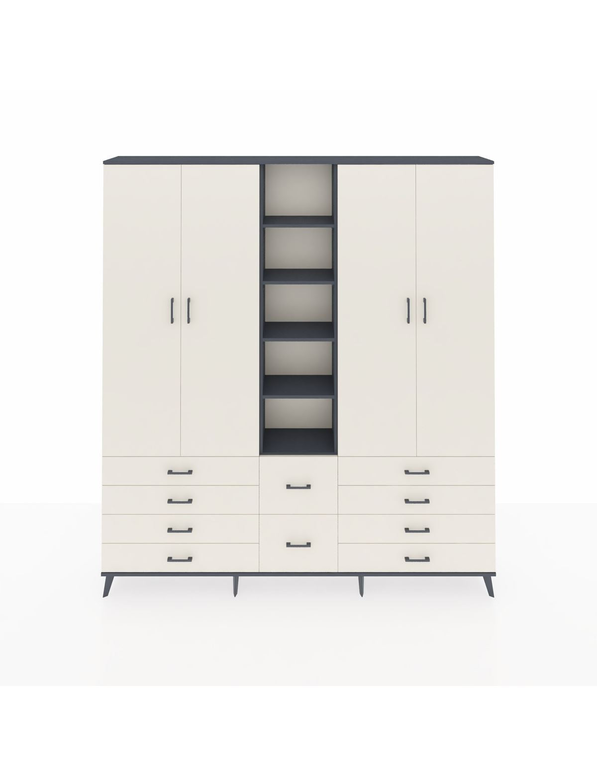 Arges Gardrop 9 Raflı 10 Çekmeceli 2 Askılı 220x30x243 Antrasit-Aytaşı