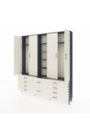 Arges Gardrop 9 Raflı 10 Çekmeceli 2 Askılı 220x30x243 Antrasit-Aytaşı