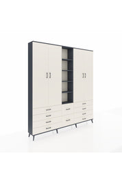 Arges Gardrop 9 Raflı 10 Çekmeceli 2 Askılı 220x30x243 Antrasit-Aytaşı