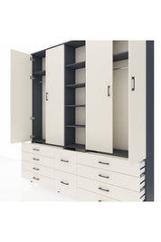 Arges Gardrop 9 Raflı 10 Çekmeceli 2 Askılı 220x30x243 Antrasit-Aytaşı