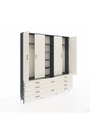 Arges Gardrop 9 Raflı 10 Çekmeceli 2 Askılı 220x30x243 Antrasit-Aytaşı