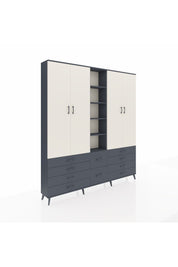 Arges Dolap 9 Raflı 10 Çekmeceli 2 Askılı 220x30x243 Antrasit-Aytaşı/Antrasit