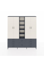 Arges Dolap 9 Raflı 10 Çekmeceli 2 Askılı 220x30x243 Antrasit-Aytaşı/Antrasit