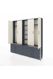 Arges Dolap 9 Raflı 10 Çekmeceli 2 Askılı 220x30x243 Antrasit-Aytaşı/Antrasit