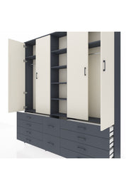 Arges Dolap 9 Raflı 10 Çekmeceli 2 Askılı 220x30x243 Antrasit-Aytaşı/Antrasit