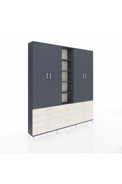 Arges Dolap 9 Raflı 10 Çekmeceli 2 Askılı 220x30x243 Antrasit-Antrasit/Aytaşı