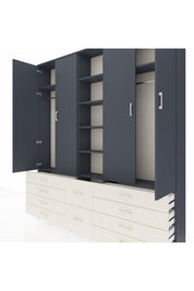 Arges Dolap 9 Raflı 10 Çekmeceli 2 Askılı 220x30x243 Antrasit-Antrasit/Aytaşı