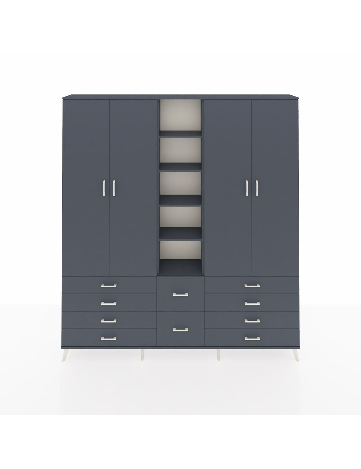 Arges Gardrop 9 Raflı 10 Çekmeceli 2 Askılı 220x30x243 Antrasit-Antrasit