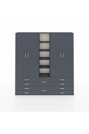 Arges Gardrop 9 Raflı 10 Çekmeceli 2 Askılı 220x30x243 Antrasit-Antrasit