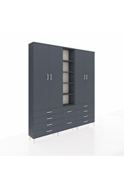 Arges Gardrop 9 Raflı 10 Çekmeceli 2 Askılı 220x30x243 Antrasit-Antrasit