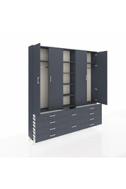 Arges Gardrop 9 Raflı 10 Çekmeceli 2 Askılı 220x30x243 Antrasit-Antrasit