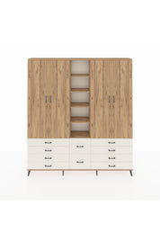 Arges Dolap 9 Raflı 10 Çekmeceli 2 Askılı 220x30x243 Çam-Çam/Aytaşı