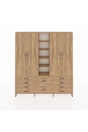 Arges Gardrop 9 Raflı 10 Çekmeceli 2 Askılı 220x30x243 Çam-Çam