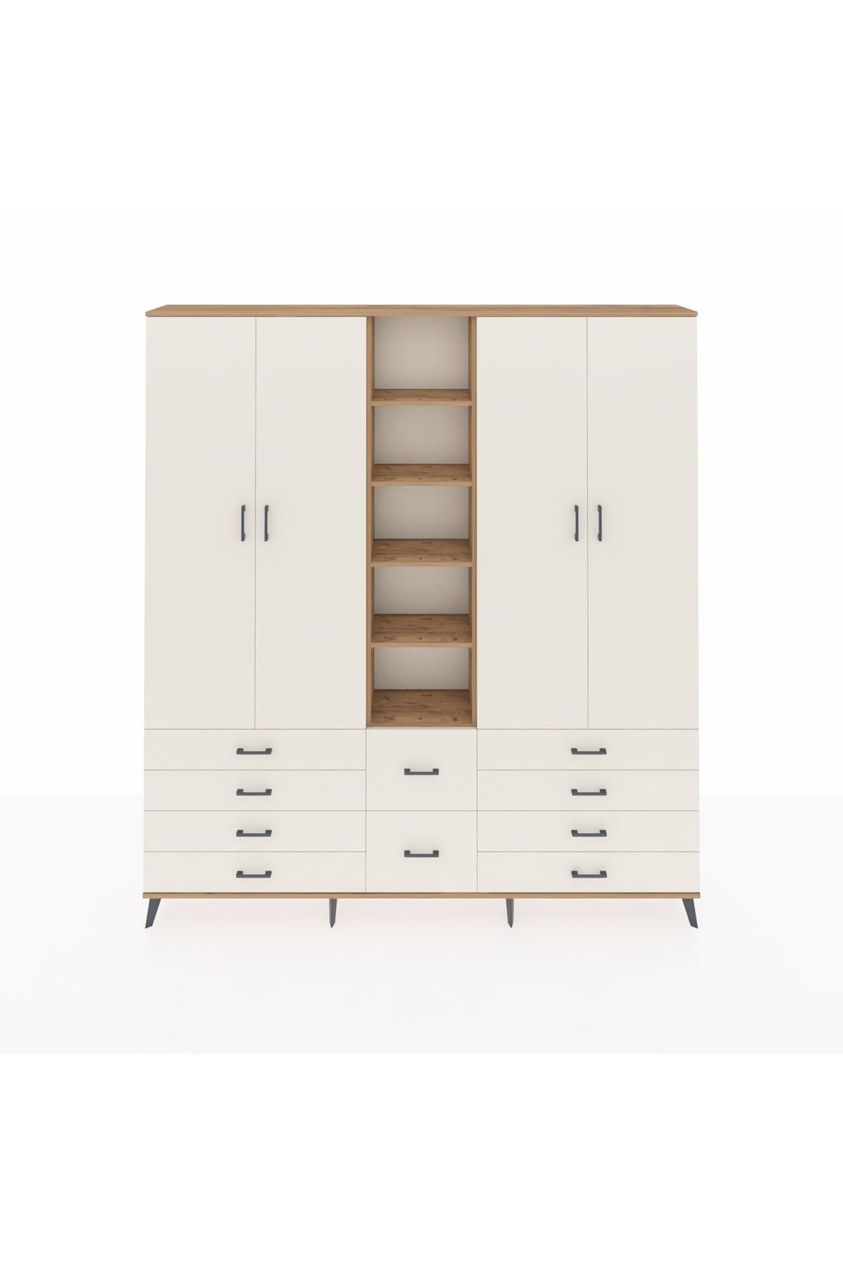 Arges Gardrop 9 Raflı 10 Çekmeceli 2 Askılı 220x30x243 Çam-Aytaşı