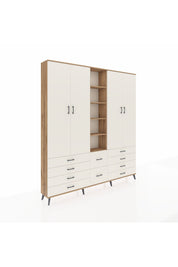 Arges Gardrop 9 Raflı 10 Çekmeceli 2 Askılı 220x30x243 Çam-Aytaşı