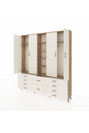 Arges Gardrop 9 Raflı 10 Çekmeceli 2 Askılı 220x30x243 Çam-Aytaşı