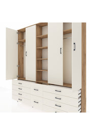 Arges Gardrop 9 Raflı 10 Çekmeceli 2 Askılı 220x30x243 Çam-Aytaşı