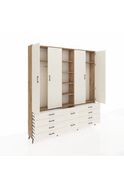 Arges Gardrop 9 Raflı 10 Çekmeceli 2 Askılı 220x30x243 Çam-Aytaşı