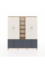 Arges Dolap 9 Raflı 10 Çekmeceli 2 Askılı 220x30x243 Çam-Aytaşı/Antrasit