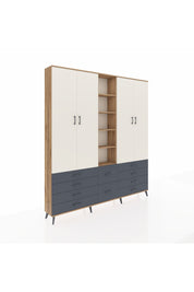 Arges Dolap 9 Raflı 10 Çekmeceli 2 Askılı 220x30x243 Çam-Aytaşı/Antrasit