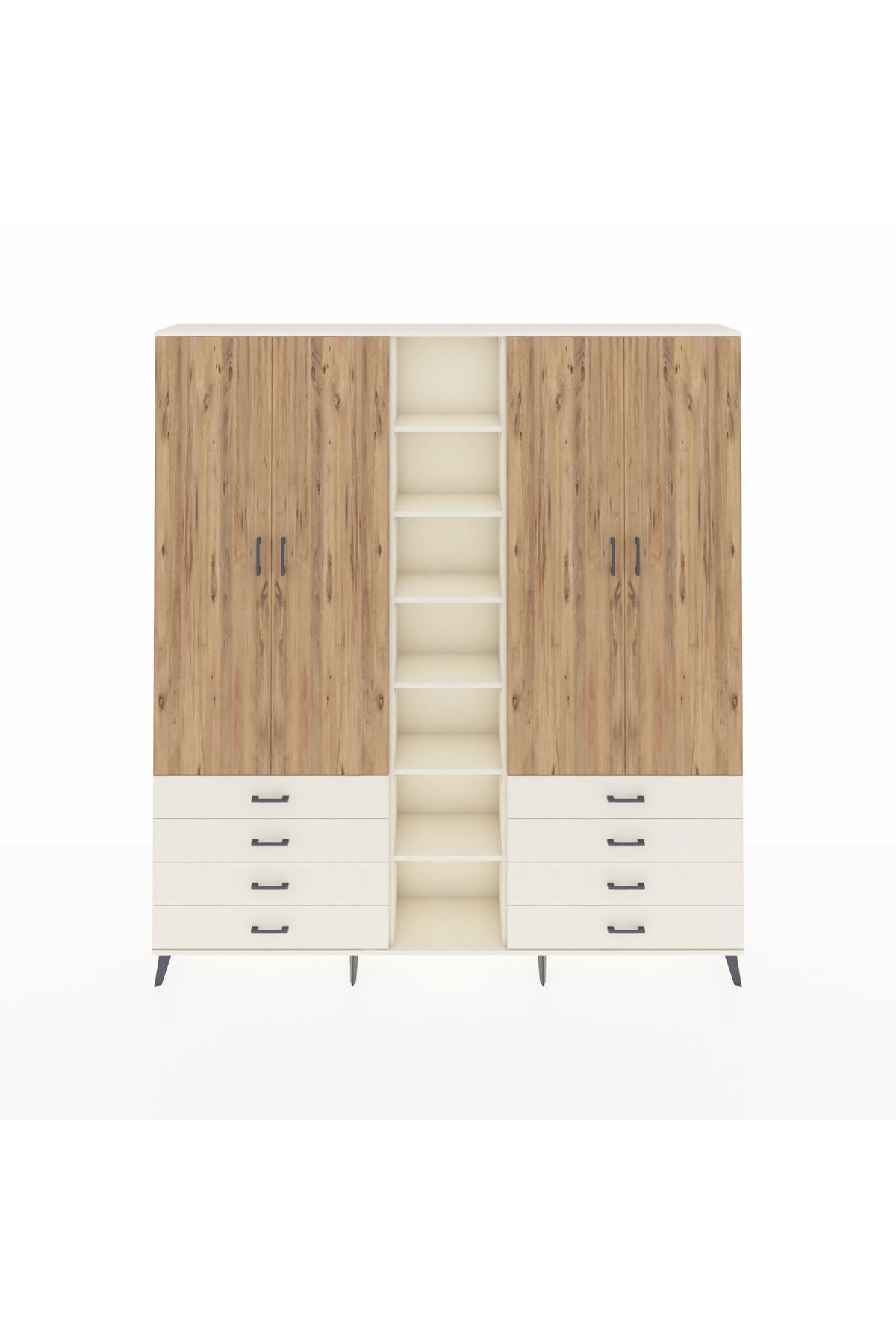 Arges Dolap 10 Raflı 8 Çekmeceli 2 Askılı 220x30x243 Aytaşı-Çam/Aytaşı