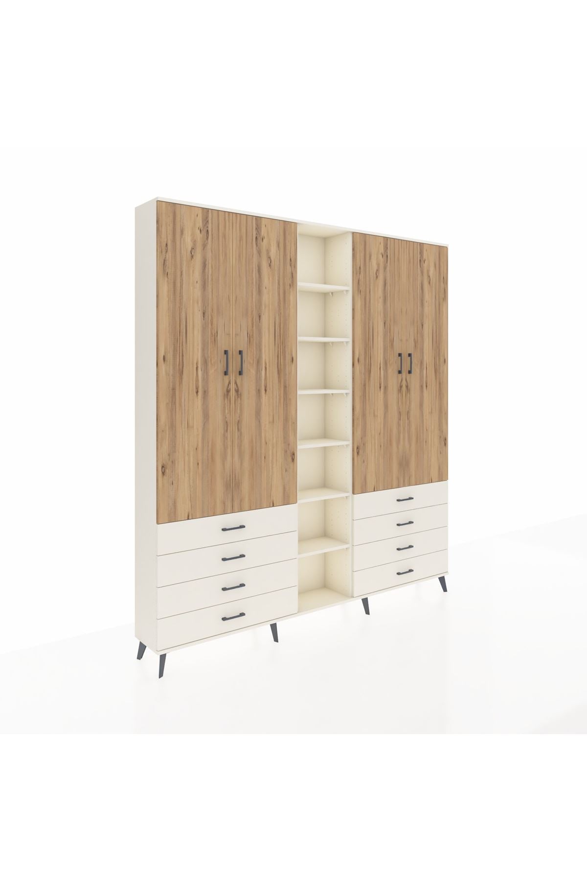 Arges Dolap 10 Raflı 8 Çekmeceli 2 Askılı 220x30x243 Aytaşı-Çam/Aytaşı