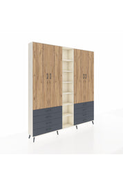 Arges Dolap 10 Raflı 8 Çekmeceli 2 Askılı 220x30x243 Aytaşı-Çam/Antrasit