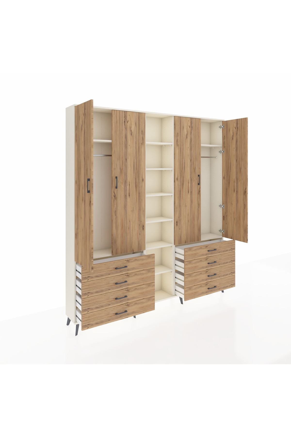 Arges Gardrop 10 Raflı 8 Çekmeceli 2 Askılı 220x30x243 Aytaşı-Çam