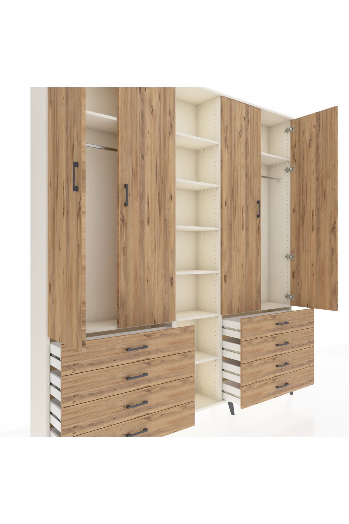 Arges Gardrop 10 Raflı 8 Çekmeceli 2 Askılı 220x30x243 Aytaşı-Çam