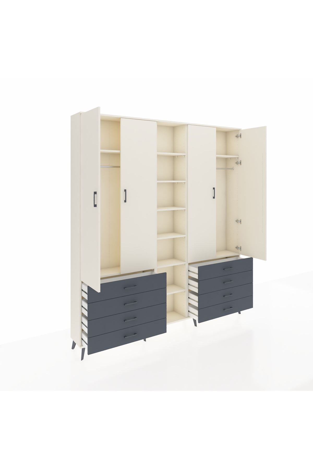 Arges Dolap 10 Raflı 8 Çekmeceli 2 Askılı 220x30x243 Aytaşı-Aytaşı/Antrasit