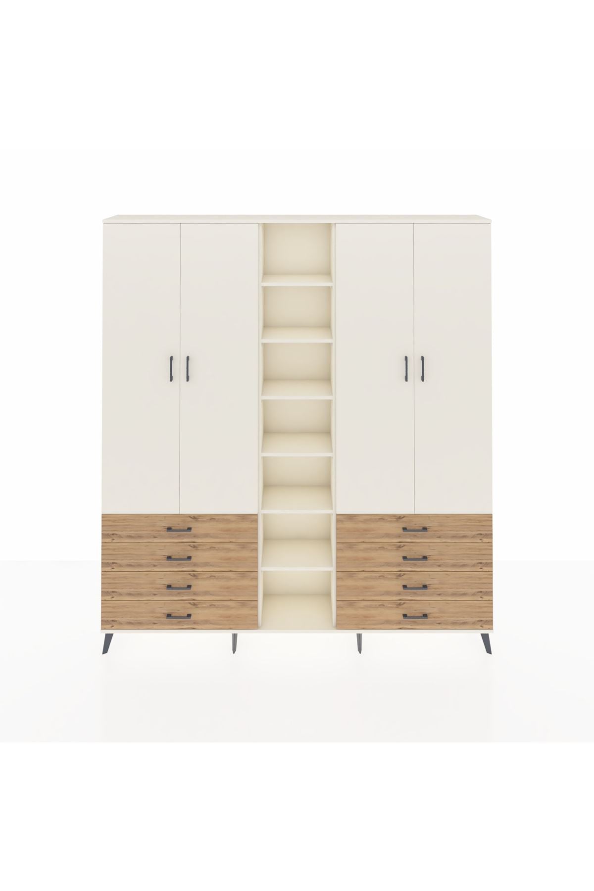 Arges Dolap 10 Raflı 8 Çekmeceli 2 Askılı 220x30x243 Aytaşı-Aytaşı/Çam