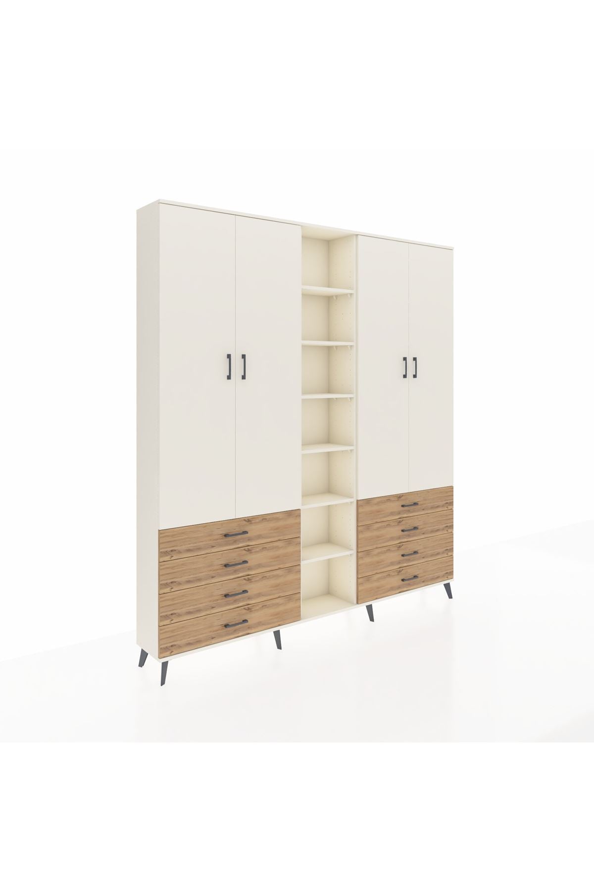 Arges Dolap 10 Raflı 8 Çekmeceli 2 Askılı 220x30x243 Aytaşı-Aytaşı/Çam