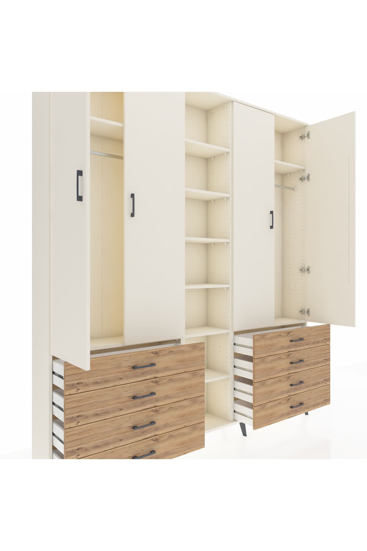 Arges Dolap 10 Raflı 8 Çekmeceli 2 Askılı 220x30x243 Aytaşı-Aytaşı/Çam