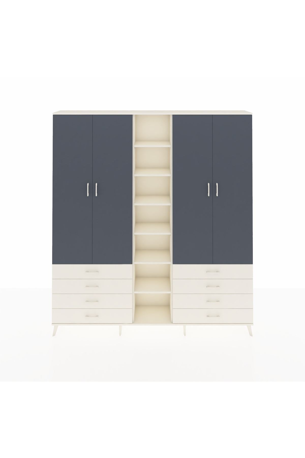 Arges Dolap 10 Raflı 8 Çekmeceli 2 Askılı 220x30x243 Aytaşı-Antrasit/Aytaşı