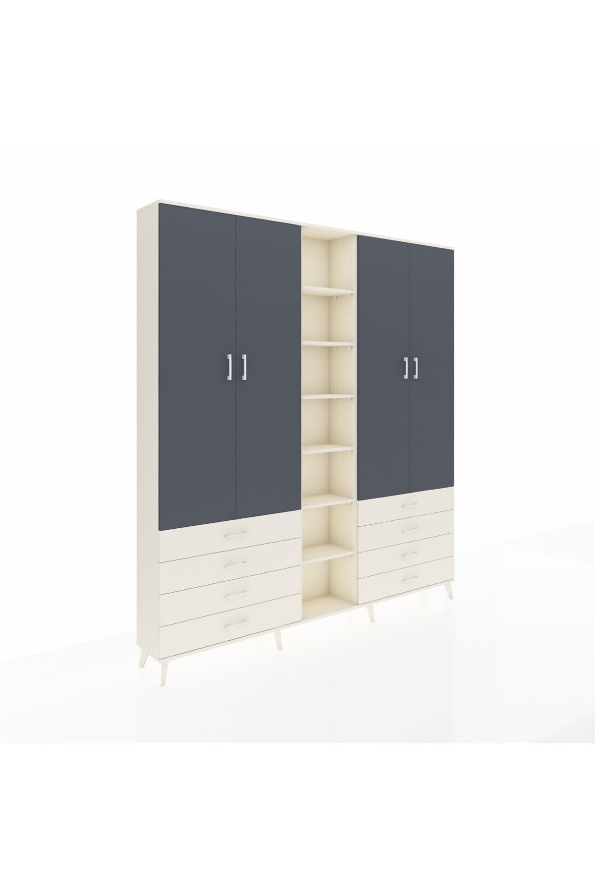 Arges Dolap 10 Raflı 8 Çekmeceli 2 Askılı 220x30x243 Aytaşı-Antrasit/Aytaşı